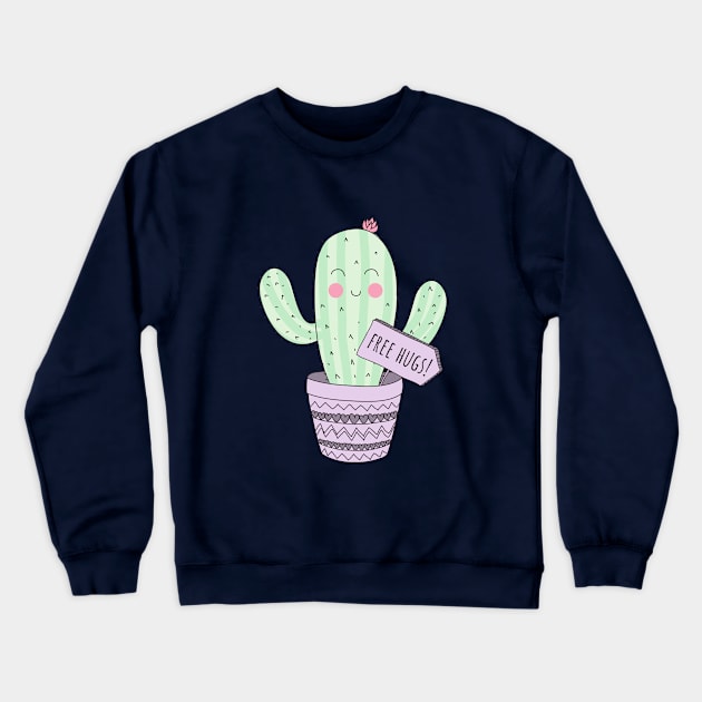 Cactus giving free hugs Crewneck Sweatshirt by superdupertees